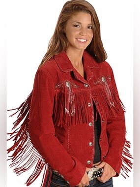 Scully Bead & Fringe Leather Western Jacket - Medium